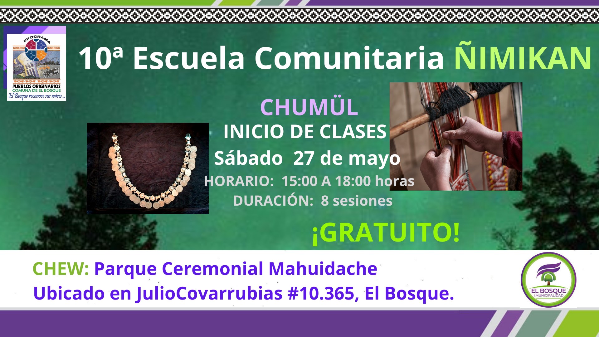 Inician Décima Escuela Comunitaria Ñimikan en comuna El Bosque, en Santiago warria